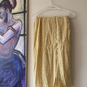 Frank and Oak Yellow Floral Midi Skirt